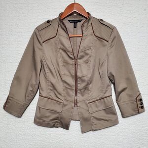 Women's White House Black Market Military Shoulder Front Zip Jacket Size 4